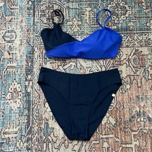 Summersalt Marina Bikini Top and High Leg High Rise Bottom Navy Blue Set Size 10